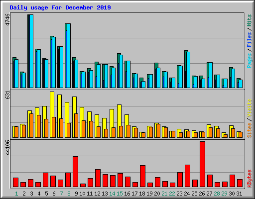 Daily usage for December 2019